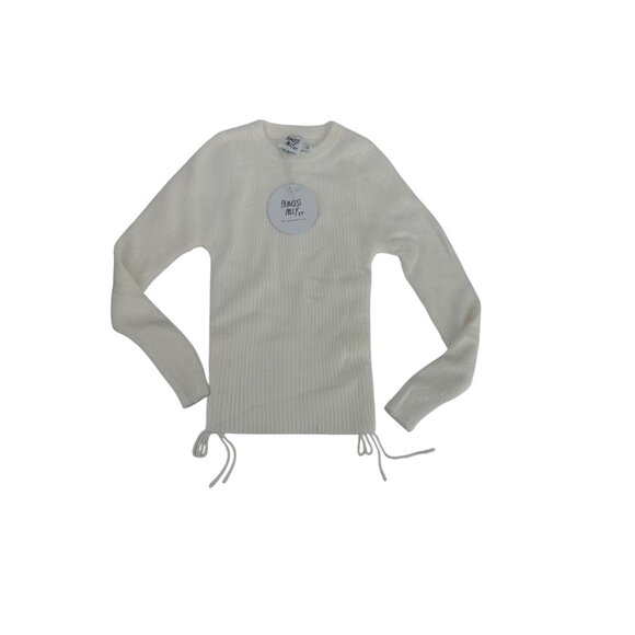 🕊️ NWT Princess Polly White Ribbed Drawstring Side Knit Top M 🕊️ - Picture 4 of 7